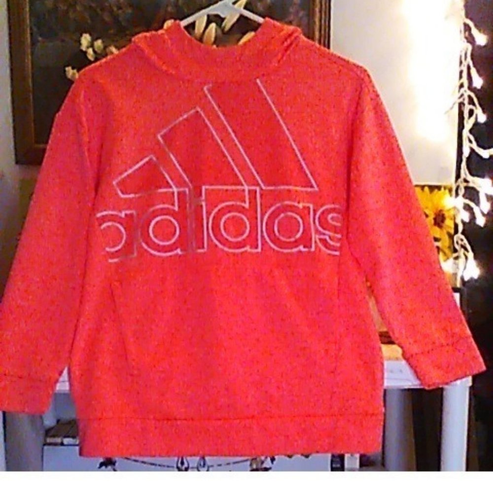 Adidas Kids Hoodie L 14 Neon Orange Sweatshirt